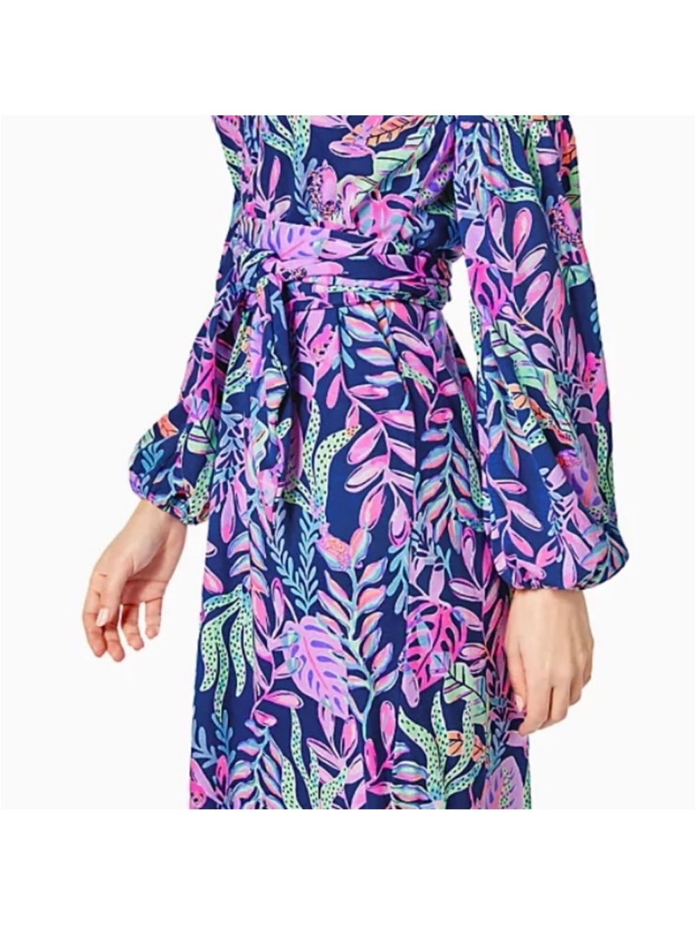 Lilly Pulitzer Kierna Dress Knee Length Oyster Bay Navy Cotton Jersey XXS